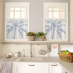 Summer Coconut Tree on Vintage Wood Grain Window Valance Curtains, Seaside - Image 3