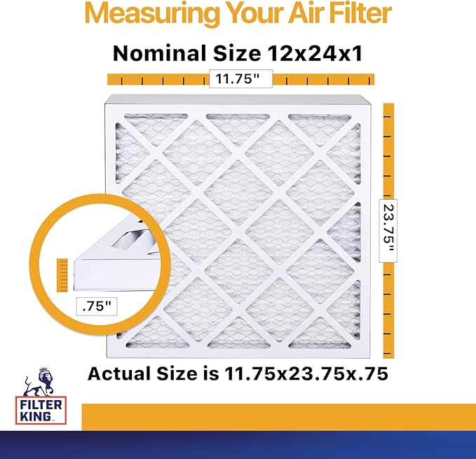 Filter King 12x24x1 Air Filter | 6-PACK | MERV 13 | HVAC Pleated AC Furnace - Image 2