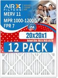 20x20x1 Air Filter MERV 11 Rating, 12 Pack of Furnace Filters Comparable to MPR by AIRXFILTERSWICKEDCLEANAIR