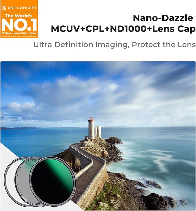 K&F CONCEPT 72mm CPL MCUV ND1000 Lens Filter 2 Lens Caps Kits Waterproof - Image 2