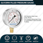MEASUREMAN 2-1/2inch Dial Size, Oil Filled Pressure Gauge, 0-160psi/kpa - Image 2