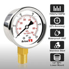 0-100 Psi 2-inch Pressure Gauge, Glycerin Filled, 1/4" NPT Lower Mount - Image 2