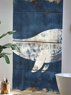 Sheer Curtains 108 Inches Long, Ocean Whale Blue Semi Sheer Curtains Light - Image 4
