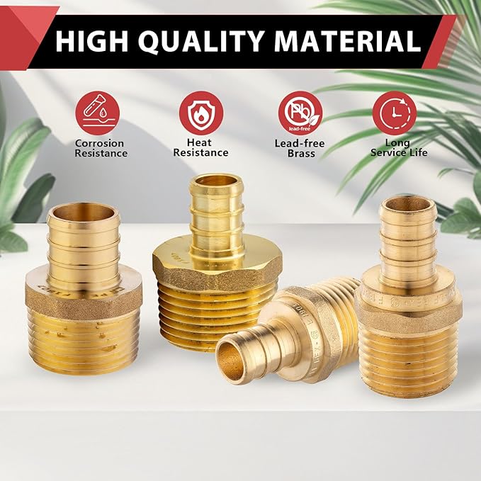 EFIELD Pex 3/4 Inch x 3/4 Inch NPT Male Adapter Brass Crimp Fitting - Image 6
