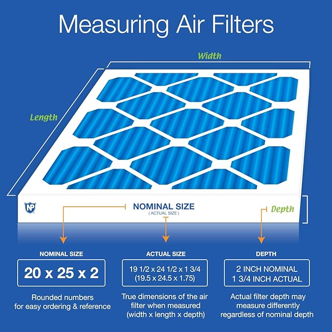 Nordic Pure 20x25x2 Pleated Air Filters MERV 7 Plus Carbon 12 Pack - Image 2