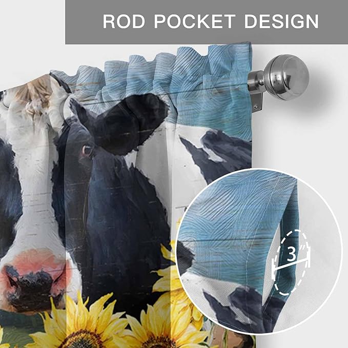 Cow Sunflowers Curtain Valances - Image 5