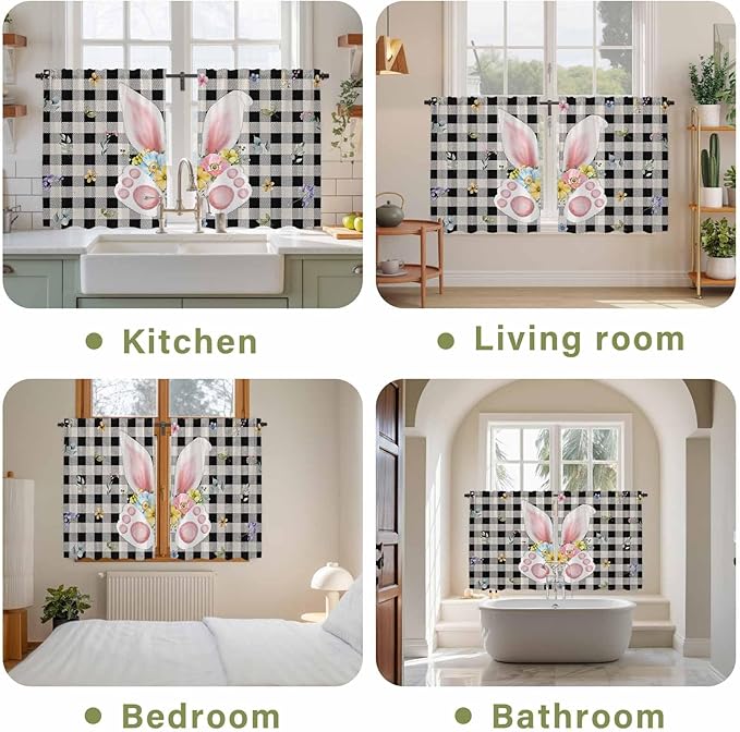 Easter Kitchen Curtains 54 Inch Long 2 Panel Set, Rod Pocket Window Curtains - Image 8
