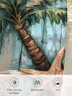 Sheer Curtains 96 Inches Long, Coastal Blue Green Tree Semi Sheer Curtains - Image 6