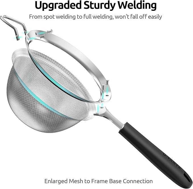 U-Taste Medium Fine Mesh Strainer: 18/8 Stainless Steel 4.73in 30 Mesh Kitchen - Image 8