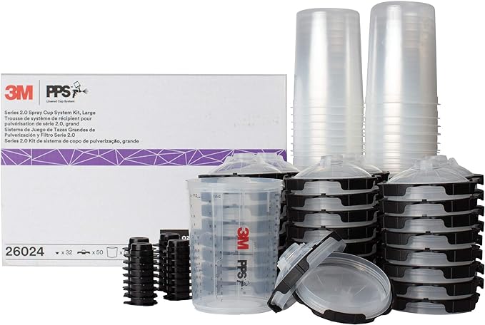 3M PPS 2.0 Spray Gun Cup, Lids and Liners Kit, 28 Ounces, 200-Micron Filter by 3MAutomotive