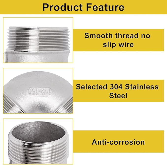 90 Degree Elbow 1PCS, 1-1/2" NPT Male X 1-1/2" NPT Male 304 Stainless Steel - Image 3