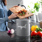 Gray Compost Bin Kitchen, 1.3 Gallon Farmhouse Kitchen Compost Bin Countertop - Image 6