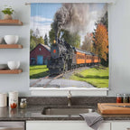 Steam Train Sheer Curtains 72 Inch Length Railroad Country Barn Rustic Trees - Image 8