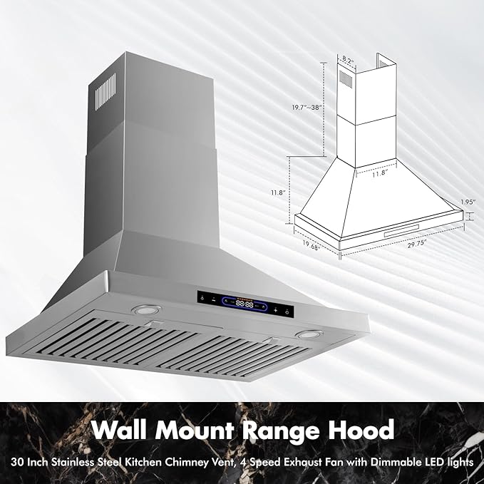 30 inch Wall Mount Range Hood Convertible Vent - Image 7