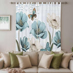 Blue Tulips Living Room Curtains 96 Inch Length, Window Curtains Tab Top - Image 3