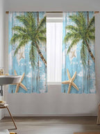Sheer Curtains 72 Inches Long, Coastal Beach Blue Semi Sheer Curtains Light - Image 5
