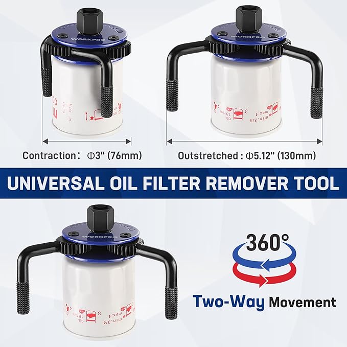 WORKPRO Magnetic Adjustable Oil Filter Wrench, Universal 3-Jaw Removal Tool - Image 5