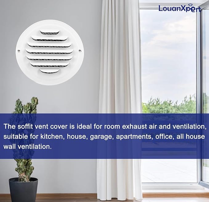 6 Inch White Soffit Vent Covers, LouanXpert Stainless Steel Round Air Vent - Image 4
