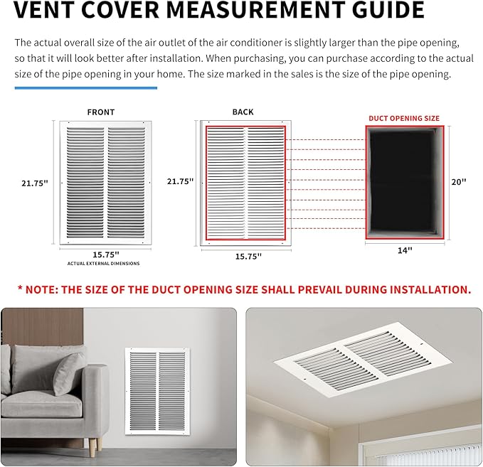 14x20 Return Air Grille, Air Return Vent Cover, Flat Vent Cover, Rejillas De - Image 4