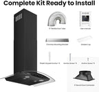 Black 30 inch Wall Mounted Range Hood Glass 900 CFM, Stainless Steel Kitchen - Image 7