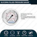MEASUREMAN 2-1/2 inch Dial Size, Liquid Filled Pressure Gauge, 0-300psi/2000kpa - Image 2