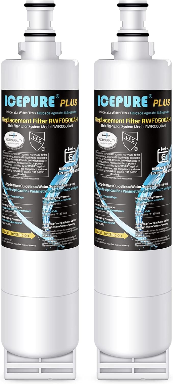 ICEPURE PLUS NSF53&42 Refrigerator Water Filter Replacement by ICEPURE