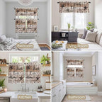Kitchen Curtains Tiers and Valance Set of 3, Rustic Star Brown Light Filtering - Image 7