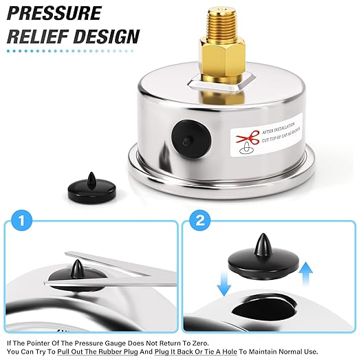 MEANLIN MEASURE 0~15Psi Dry Low Pressure Gauge Stainless Steel 1/8" NPT 2" FACE - Image 6