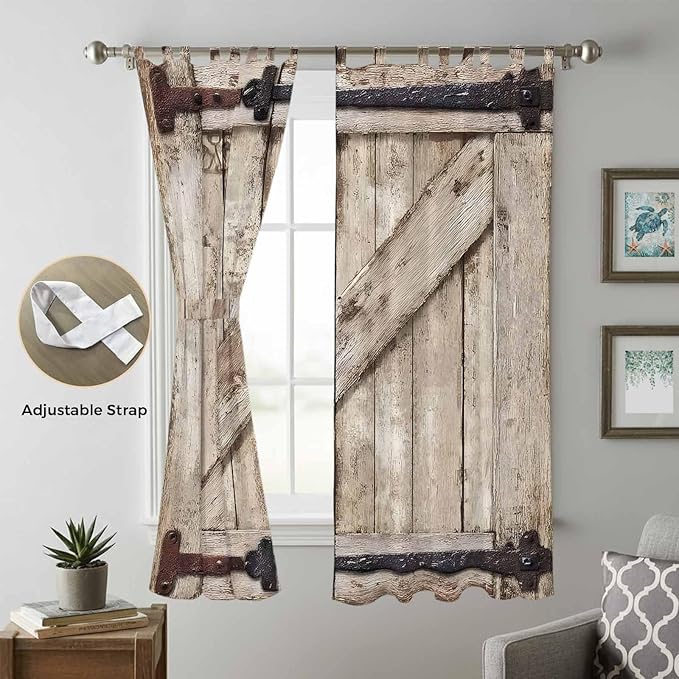 Farmhouse Wood Grain Living Room Curtains 96 Inch Length, Window Curtains Tab - Image 5