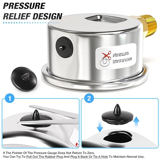 MEANLIN MEASURE 0~100Psi Dry Pressure Gauge Stainless Steel 1/4" NPT 2" FACE - Image 6