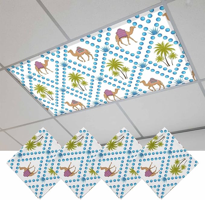 4 Pack Fluorescent Light Cover, Camels Palm Trees Light Covers by Unknown