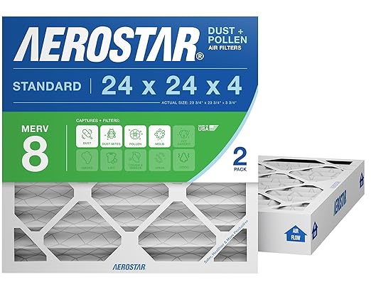 Aerostar 24x24x4 MERV 8 Air Filter 2 Pack, HVAC Pleated A/C Furnace Filters by AirFiltersDelivered