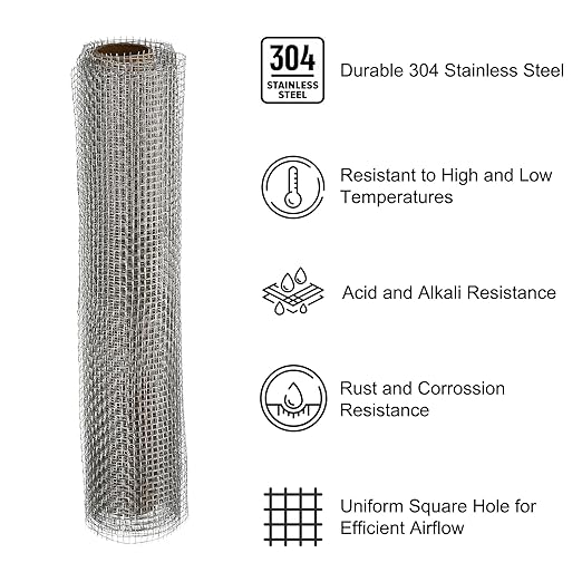 PATIKIL 40"L x 10"W Woven Wire Mesh, 8 Mesh 304 Stainless Steel Air Vent Filter - Image 3