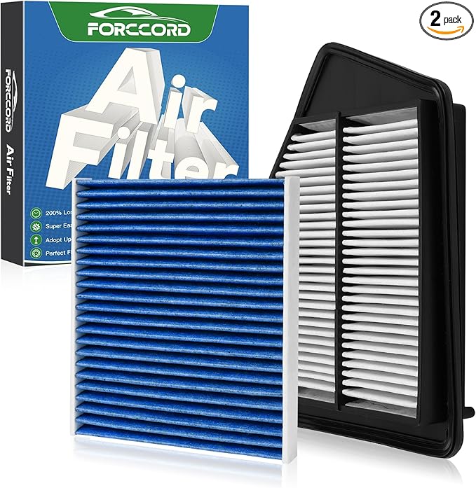 Cabin & Engine Air Filter Fit for Honda Accord 2.4L, Acura TLX 2.4L Activated by Forccord