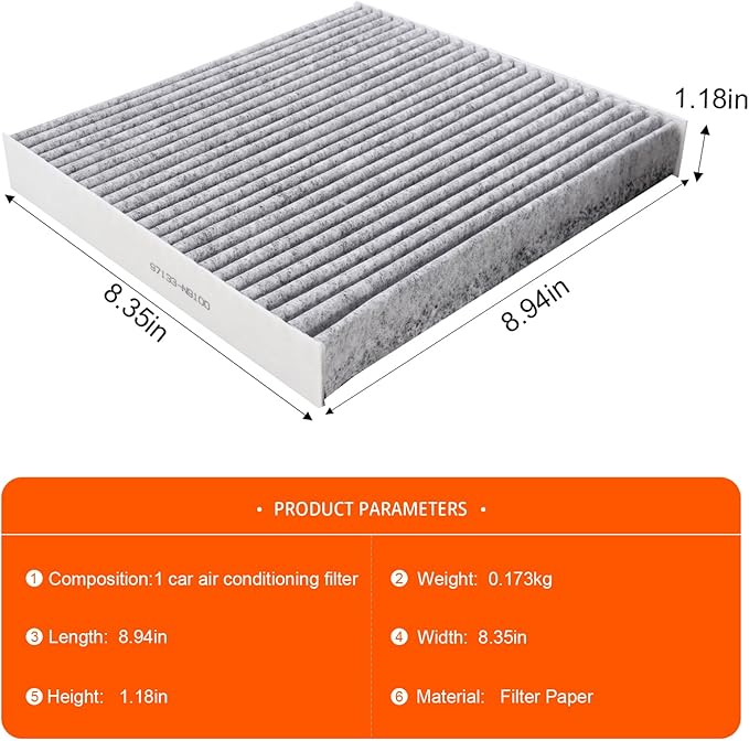 Cabin Air Filter with Activated Carbon, Compatible with CF12820, Hyundai - Image 2