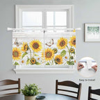 Yellow Sunflowers Kitchen Curtains 36 Inch Length, Small Window Curtains Tab Top - Image 4