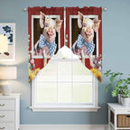 Pig Sunflowers Swag Valances for Windows, Eucalyptus Leaves Floral Bees Red - Image 6