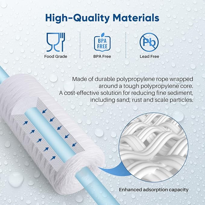 PUREPLUS 5 Micron 10 x 4.5 Whole House String Wound Sediment Filter - Image 5