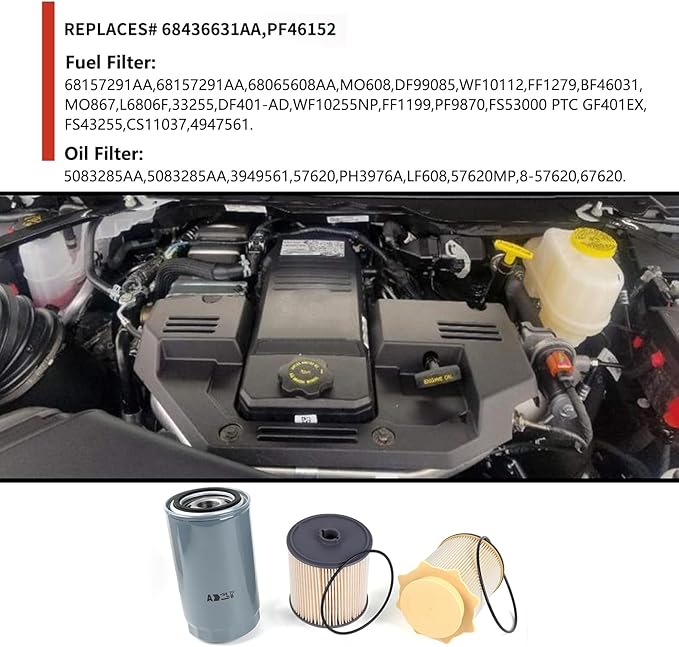 6.7L Cummins Fuel Filter Water Separator and Oil Filter Set Replacement - Image 2