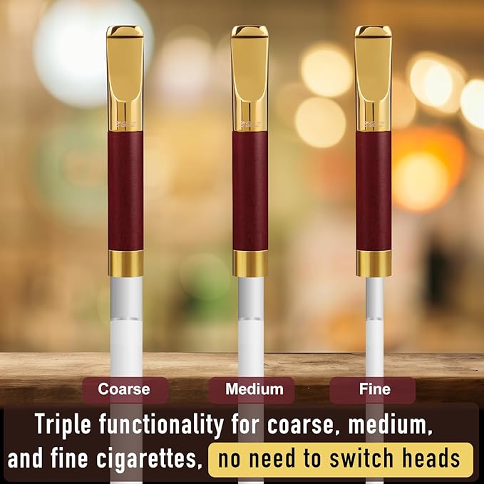 Reusable Washable Cigarette Filter Tips Mouthpiece Handcrafted Solid Wood Metal - Image 2