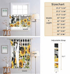 Retro Sunflowers Kitchen Curtains 24 Inch Length, Small Window Curtains Tab Top - Image 8