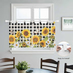Sunflowers Kitchen Curtains 36 Inch Length, Small Window Curtains Tab Top - Image 4