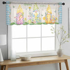 Easter Sheer Valances for Windows 60"x18", Light Filtering Kitchen Curtains - Image 2