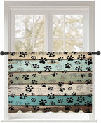 Sheer Curtains 45 Inch Length, Sage Green Brown Paw Prints Semi Sheer Curtains by Unknown