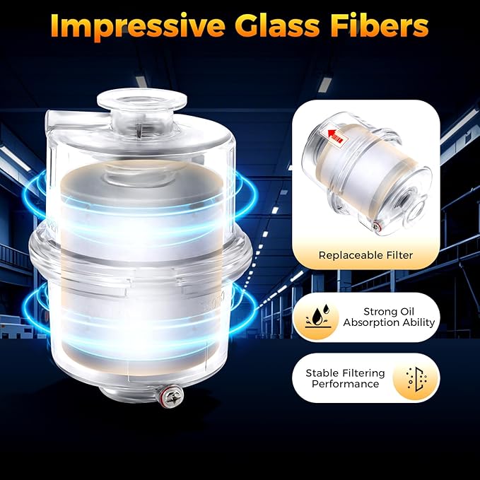 KF25 Oil Mist Filter for Vacuum Pump, 95% Filtration Efficiency PC Fume - Image 4