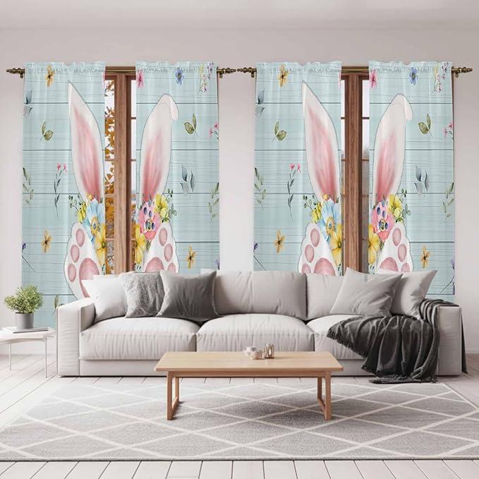 Easter Window Curtains 72 Inch Long 2 Panel Set, Rod Pocket Long Curtains & - Image 7
