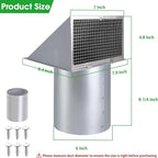 6 Inch Hooded Wall Vent with Screen and Damper, 6 Inch Exhaust Vent Cover Cap - Image 2