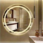 Round Bathroom Mirror with LED Lights and Demister，Round LED Bathroom Mirror by ZXCASDF