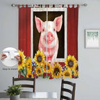 Pigs Sunflowers Living Room Curtains 96 Inch Length, Window Curtains Tab Top - Image 4