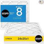 Simply 24x25x1 Air Filter, Merv 8, 6 Pack, by SimplyFilters